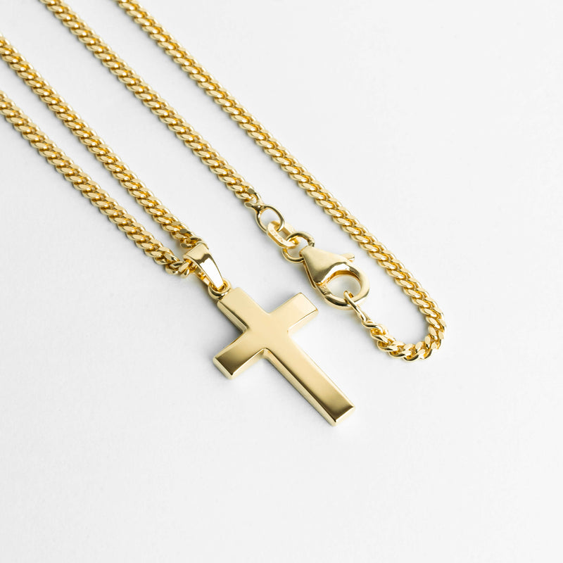 CROSS NECKLACE 925 SILVER 18 CARAT GOLD PLATED