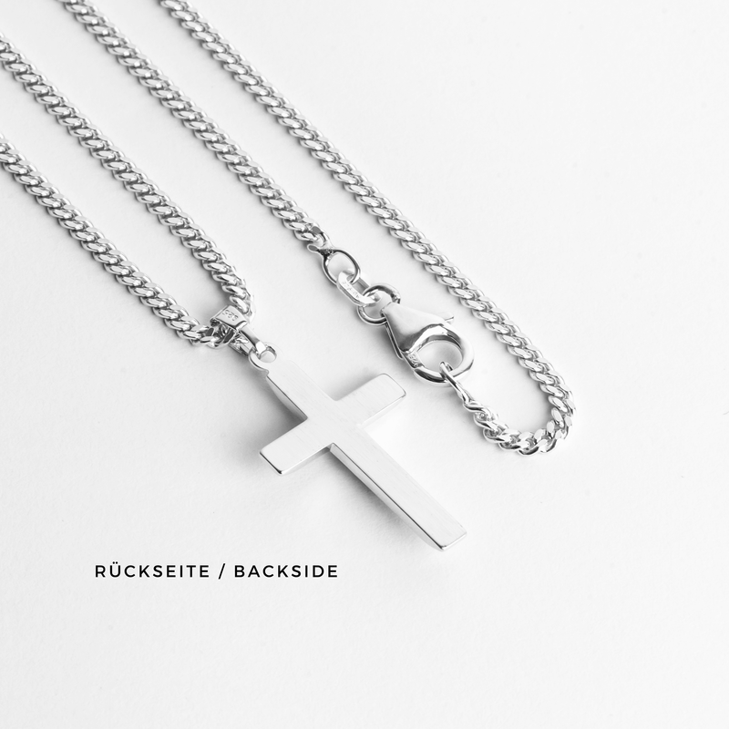 CROSS BODY NECKLACE 925 SILVER RHODIUM PLATED