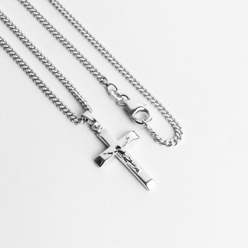 CROSS BODY NECKLACE 925 SILVER RHODIUM PLATED