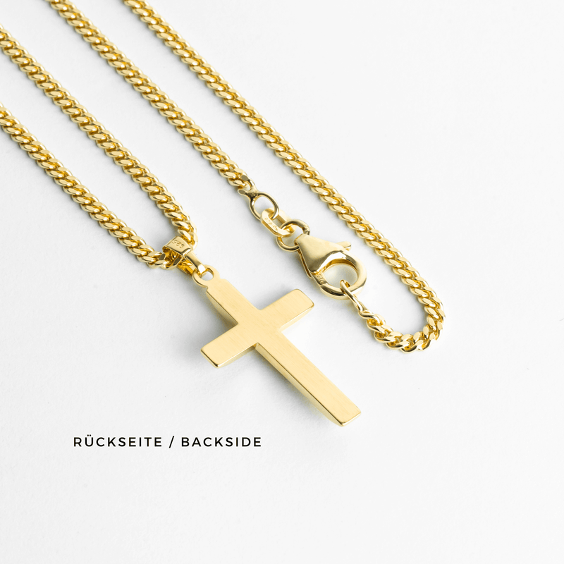 CROSS BODY NECKLACE 925 SILVER 18 CARAT GOLD PLATED