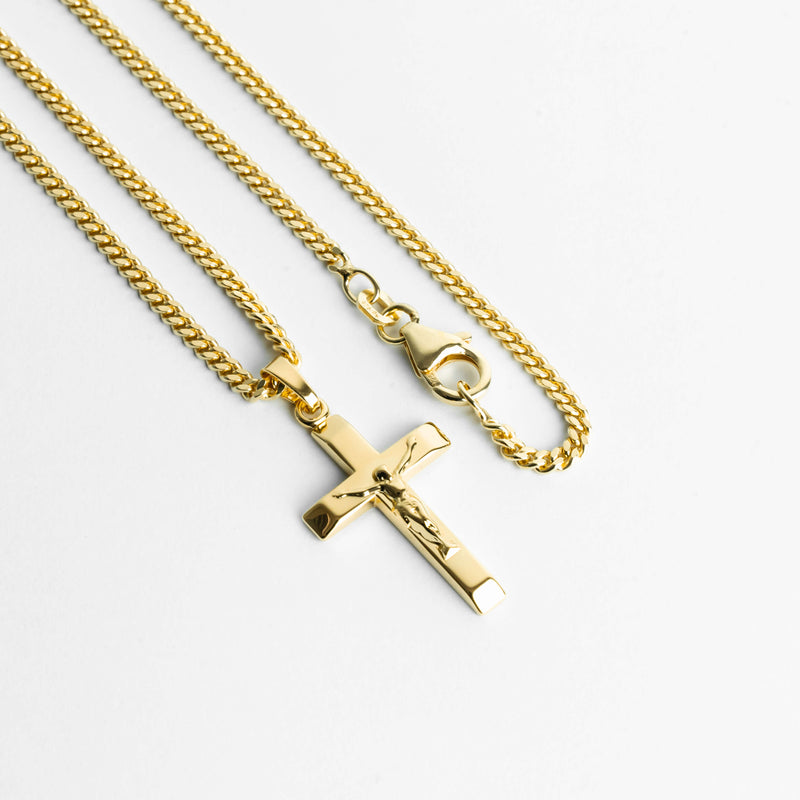 CROSS BODY NECKLACE 925 SILVER 18 CARAT GOLD PLATED