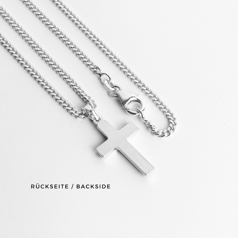 CROSS NECKLACE MATTED 925 SILVER RHODIUM PLATED