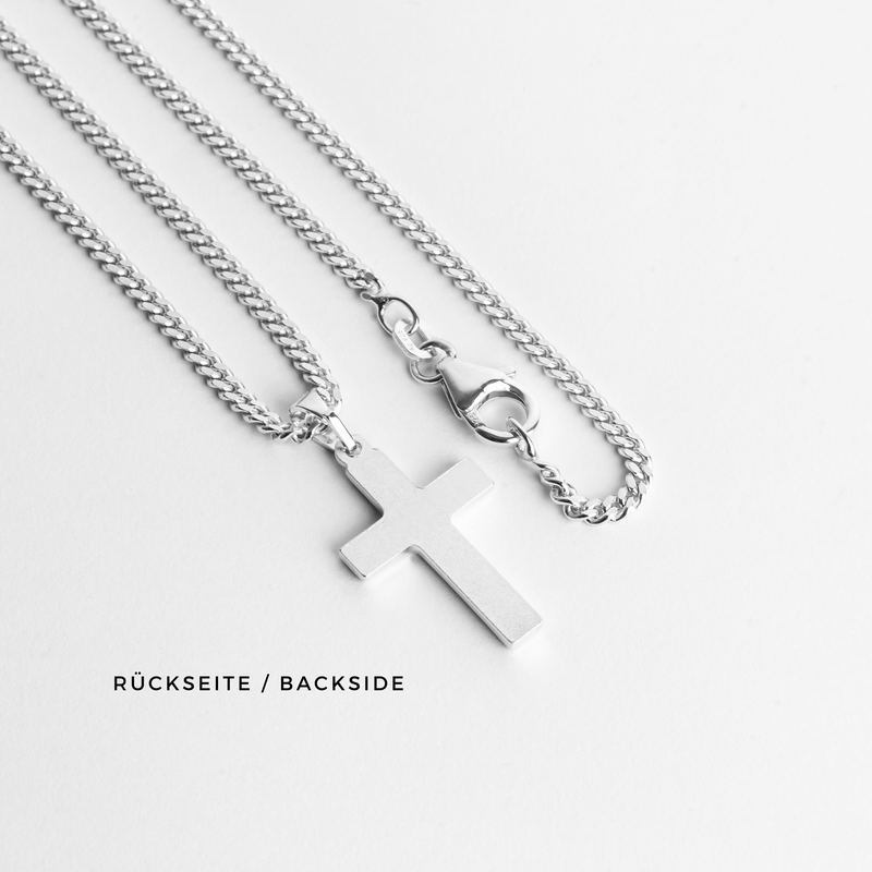 CROSS NECKLACE MATTED 925 SILVER RHODIUM PLATED