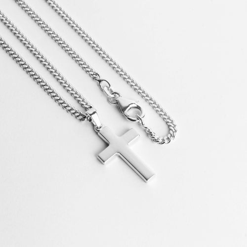 CROSS NECKLACE MATTED 925 SILVER RHODIUM PLATED - IDENTIM®