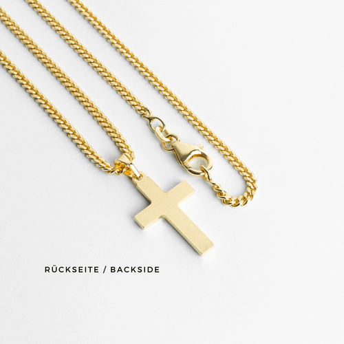 CROSS NECKLACE MATTED 925 SILVER 18 CARAT GOLD PLATED - IDENTIM®