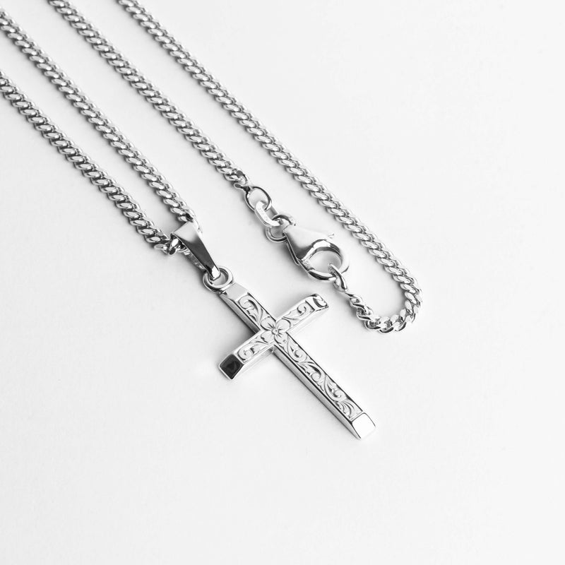 CROSS NECKLACE 925 SILVER RHODIUM PLATED