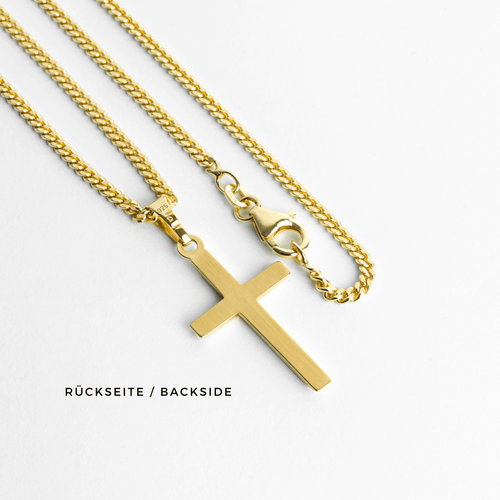 CROSS NECKLACE 925 SILVER 18 CARAT GOLD PLATED - IDENTIM®