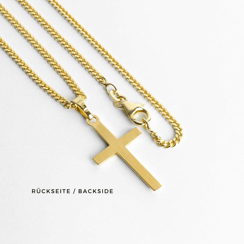 CROSS NECKLACE 925 SILVER 18 CARAT GOLD PLATED