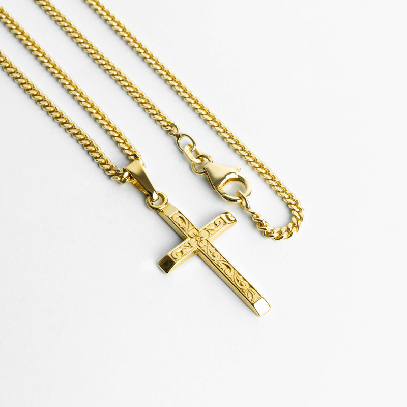 CROSS NECKLACE 925 SILVER 18 CARAT GOLD PLATED