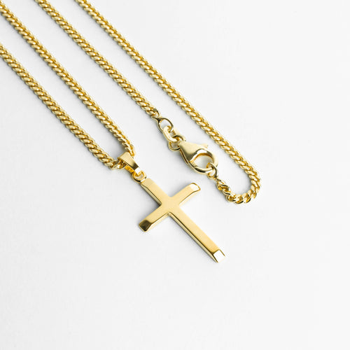CROSS NECKLACE 925 SILVER 18 CARAT GOLD PLATED - IDENTIM®