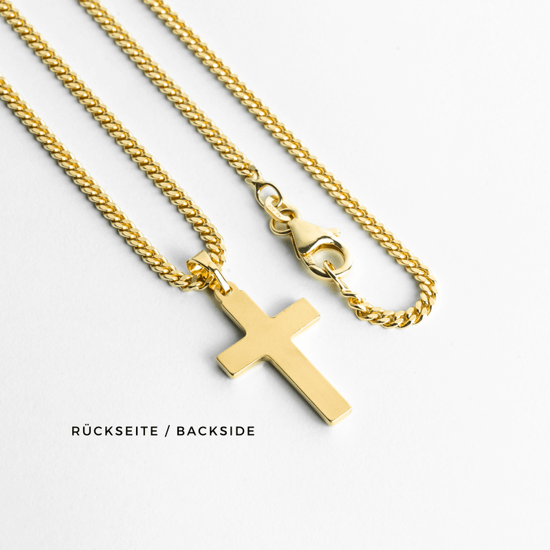 CROSS NECKLACE POLISHED 925 SILVER 18 CARAT GOLD PLATED