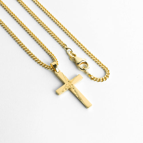 CROSS NECKLACE 925 SILVER 18 CARAT GOLD PLATED - IDENTIM®