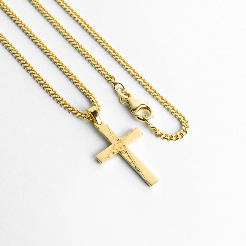 CROSS NECKLACE 925 SILVER 18 CARAT GOLD PLATED