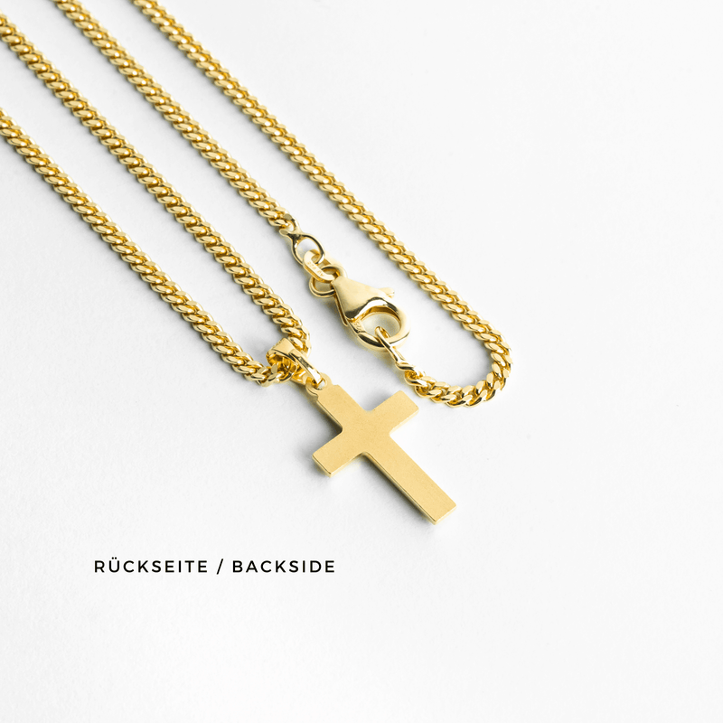 CROSS NECKLACE DIAMOND CUT 925 SILVER 18 CARAT GOLD PLATED