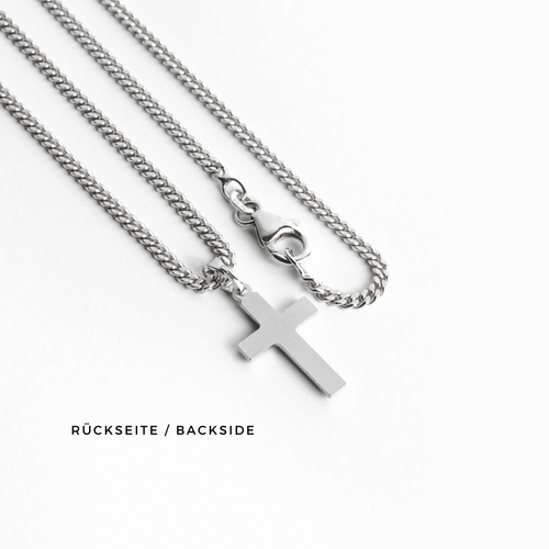 CROSS NECKLACE DIAMOND CUT 925 SILVER RHODIUM PLATED - IDENTIM®