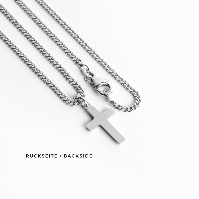 CROSS NECKLACE DIAMOND CUT 925 SILVER RHODIUM PLATED