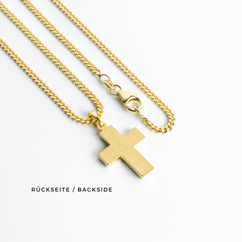 CROSS NECKLACE POLISHED 925 SILVER 18 CARAT GOLD PLATED