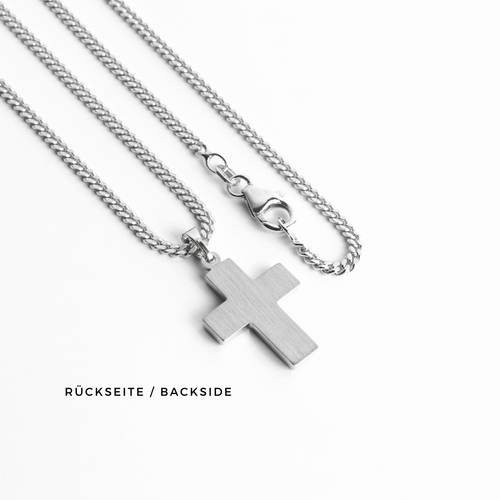 CROSS NECKLACE POLISHED 925 SILVER RHODIUM PLATED - IDENTIM®