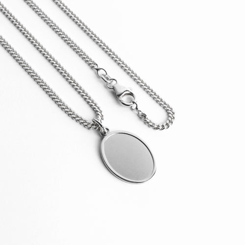 ENGRAVING PLATE OVAL NECKLACE 925 SILVER RHODIUM PLATED - IDENTIM®