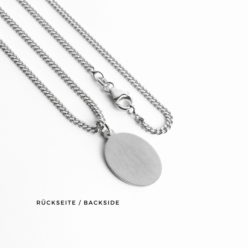 ENGRAVING PLATE OVAL NECKLACE 925 SILVER RHODIUM PLATED
