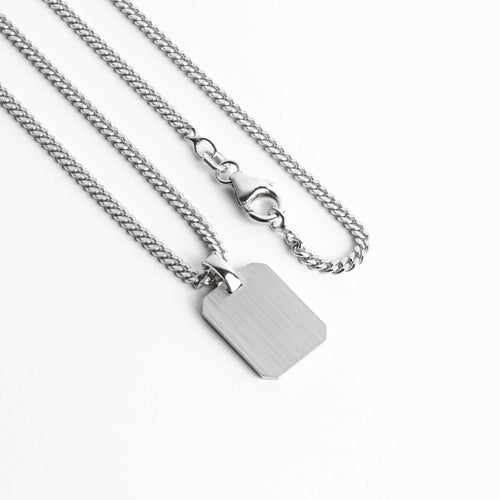 ENGRAVING PLATE OCTAGON NECKLACE 925 SILVER RHODIUM PLATED - IDENTIM®