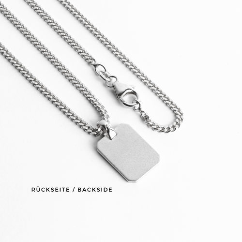 ENGRAVING PLATE OCTAGON NECKLACE 925 SILVER RHODIUM PLATED - IDENTIM®