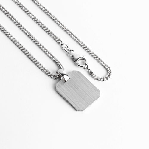 ENGRAVING PLATE OCTAGON NECKLACE 925 SILVER RHODIUM PLATED - IDENTIM®