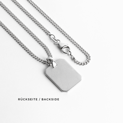 ENGRAVING PLATE OCTAGON NECKLACE 925 SILVER RHODIUM PLATED - IDENTIM®