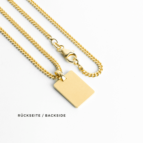 ENGRAVING PLATE RECTANGLE NECKLACE 925 SILVER 18 CARAT GOLD PLATED - IDENTIM®