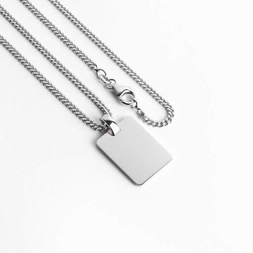 engraving plate rectangular necklace large 925 silver rhodium-plated - IDENTIM®