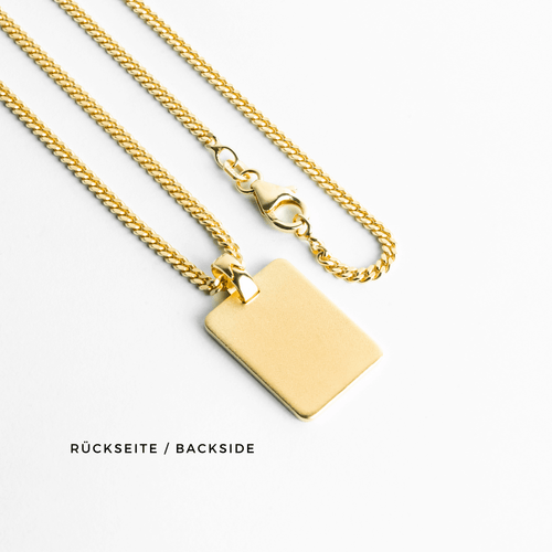 engraving plate rectangular necklace large 925 silver 18 carat gold-plated - IDENTIM®