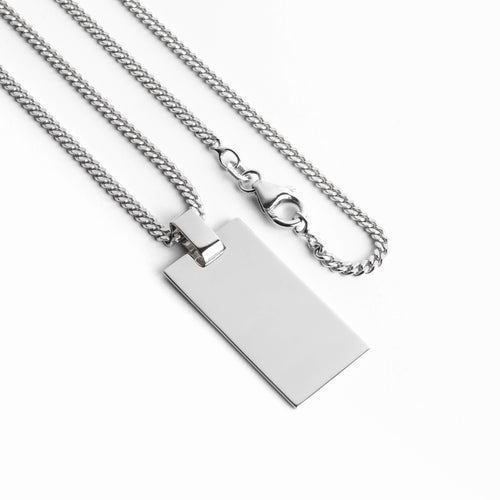 ENGRAVING PLATE RECTANGLE NECKLACE 925 SILVER RHODIUM PLATED - IDENTIM®