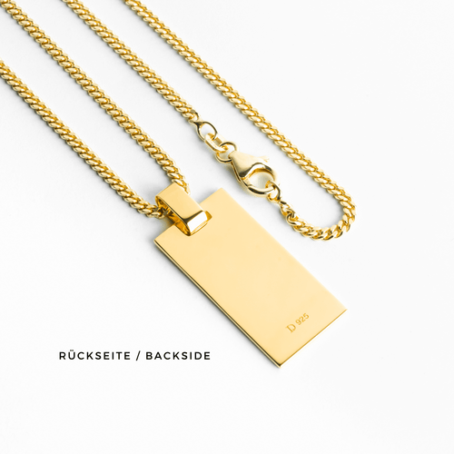 ENGRAVING PLATE RECTANGLE NECKLACE 925 SILVER 18 CARAT GOLD PLATED - IDENTIM®