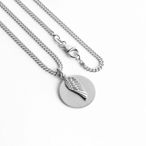 WING ENGRAVING PLATE NECKLACE 925 SILVER RHODIUM PLATED - IDENTIM®
