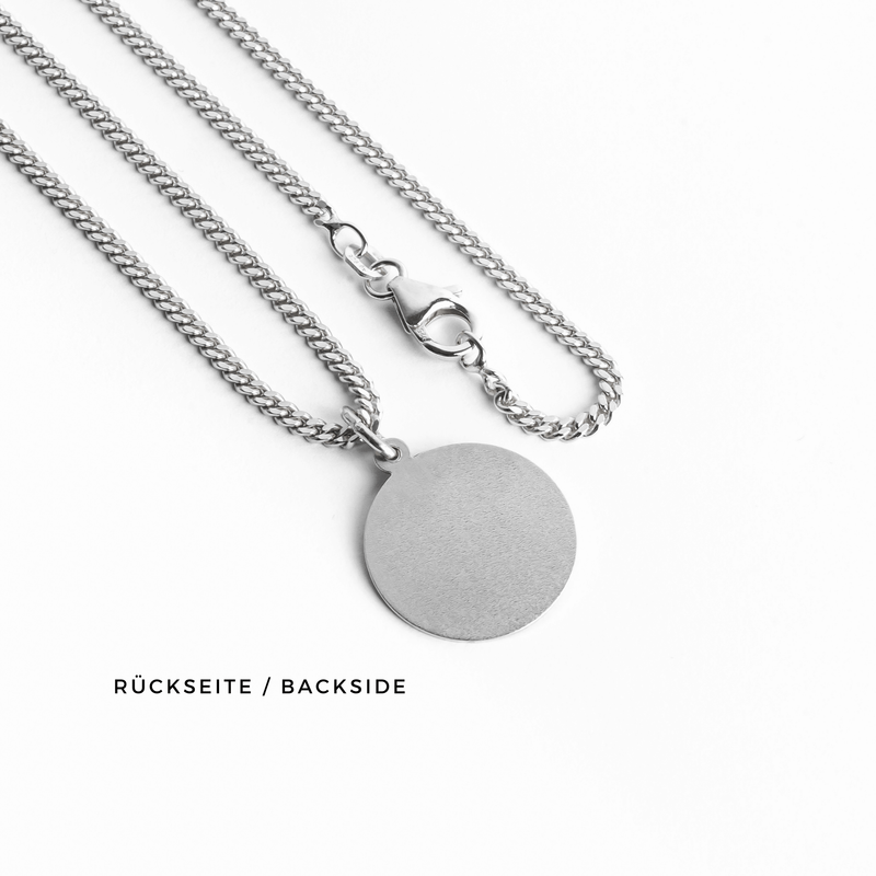 WING ENGRAVING PLATE NECKLACE 925 SILVER RHODIUM PLATED