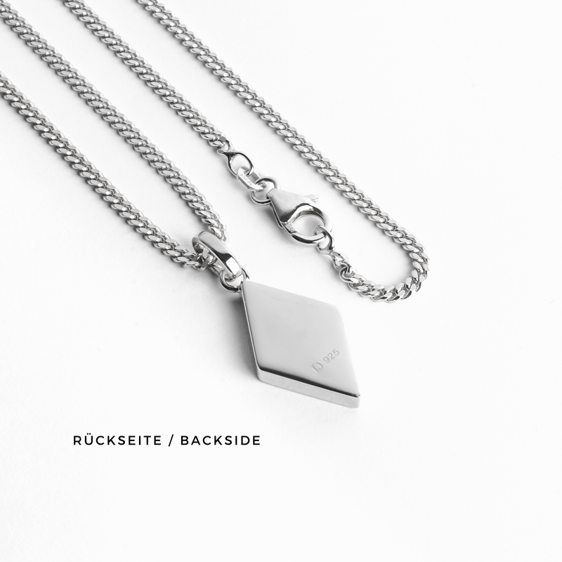 ONYX DIAMOND NECKLACE 925 SILVER RHODIUM PLATED