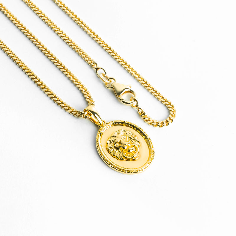 LION NECKLACE 925 SILVER 18 CARAT GOLD PLATED