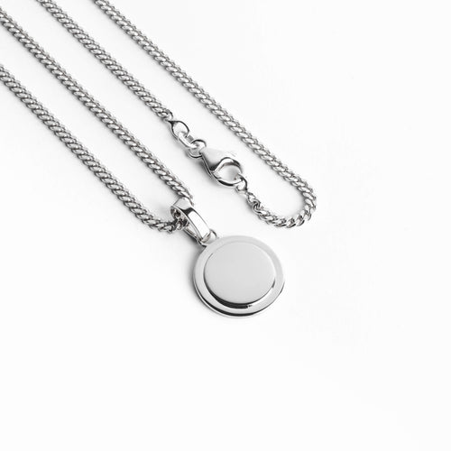 ENGRAVING PLATE COIN NECKLACE 925 SILVER RHODIUM PLATED - IDENTIM®