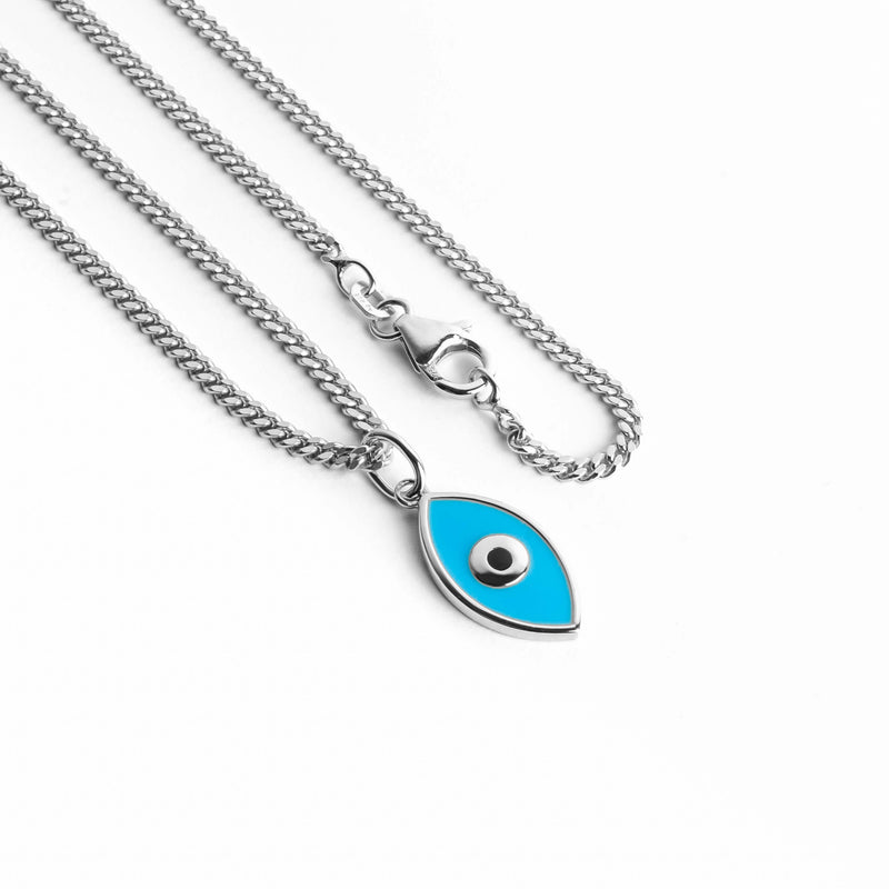 NAZAR EYE NECKLACE 925 SILVER RHODIUM PLATED
