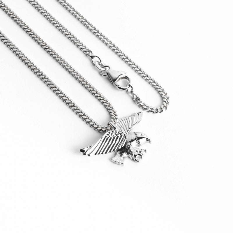 EAGLE NECKLACE PENDANT 925 SILVER RHODIUM PLATED