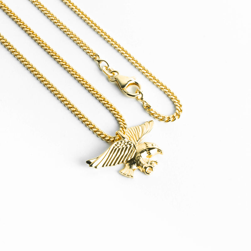 EAGLE NECKLACE 925 SILVER 18 CARAT GOLD PLATED