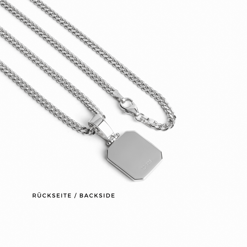 ONYX OCTAGON NECKLACE 925 SILVER RHODIUM-PLATED