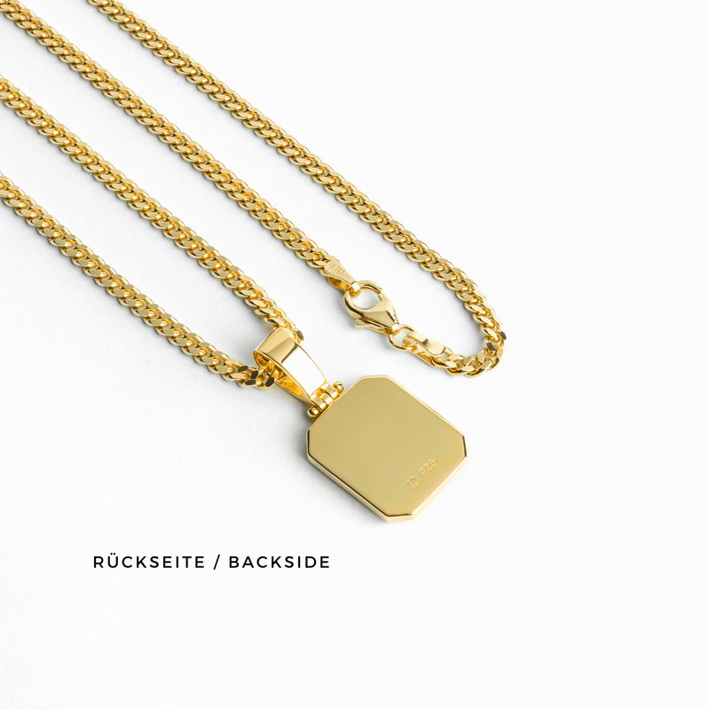 ONYX OCTAGON NECKLACE 925 SILVER 18 CARAT GOLD PLATED