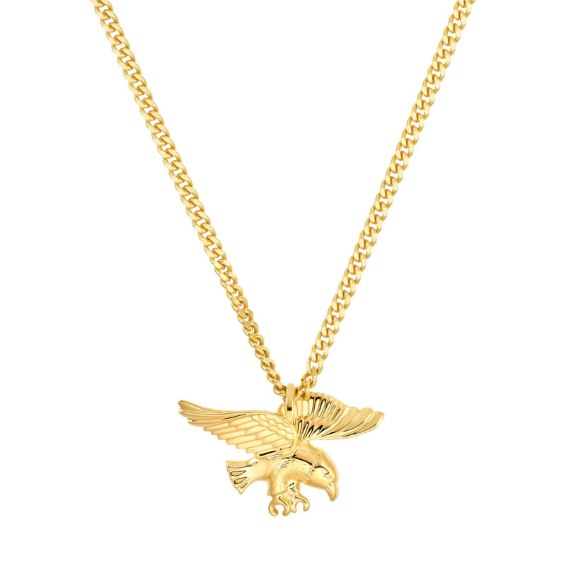 EAGLE NECKLACE 925 SILVER 18 CARAT GOLD PLATED