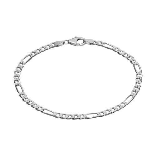 FIGARO CHAIN BRACELET 925 SILVER RHODIUM PLATED 3,40MM - IDENTIM®
