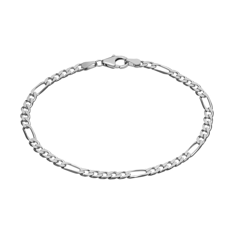 FIGARO CHAIN BRACELET 925 SILVER RHODIUM PLATED 3,40MM