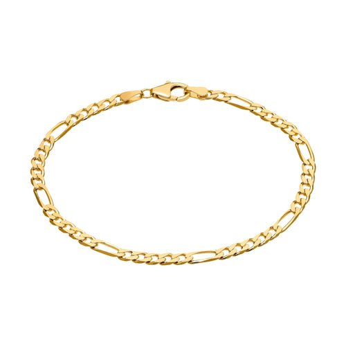 FIGARO CHAIN BRACELET 3.40MM 925 SILVER 18 CARAT GOLD PLATED - IDENTIM®