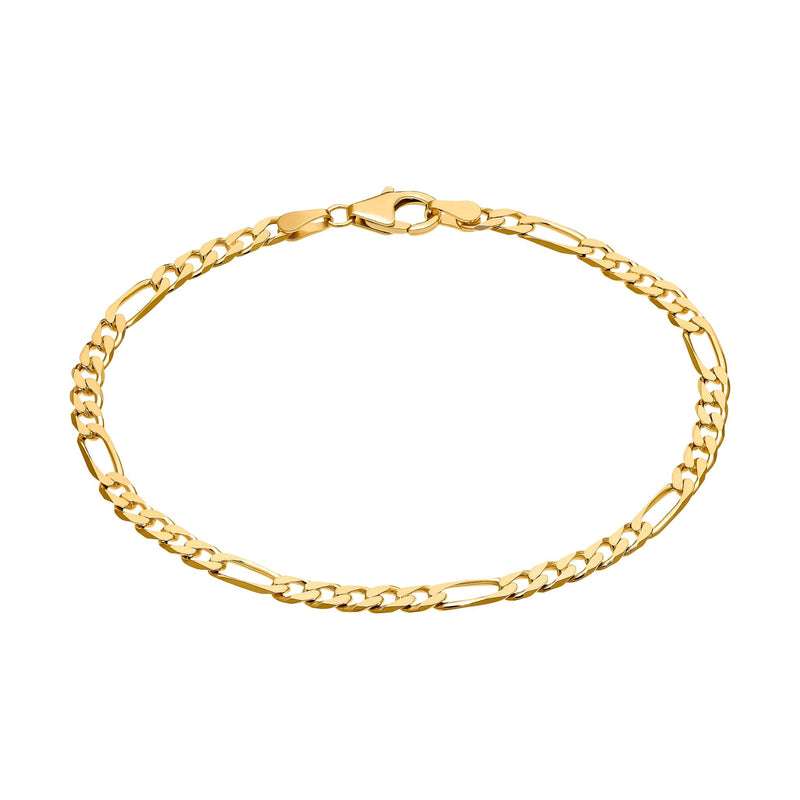 FIGARO CHAIN BRACELET 3.40MM 925 SILVER 18 CARAT GOLD PLATED