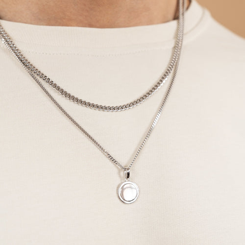 ENGRAVING PLATE COIN NECKLACE 925 SILVER RHODIUM PLATED - IDENTIM®