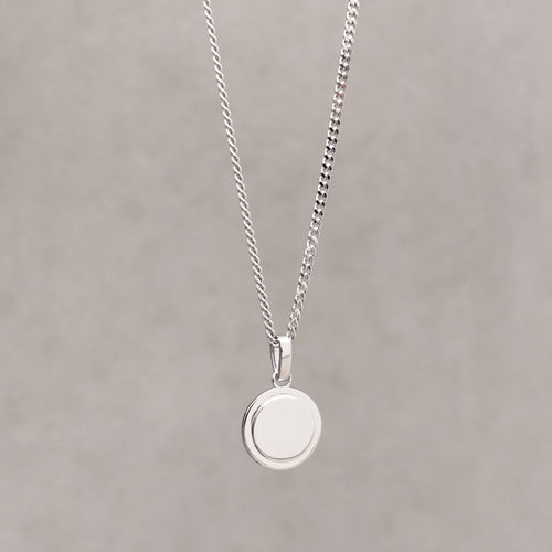 ENGRAVING PLATE COIN NECKLACE 925 SILVER RHODIUM PLATED - IDENTIM®